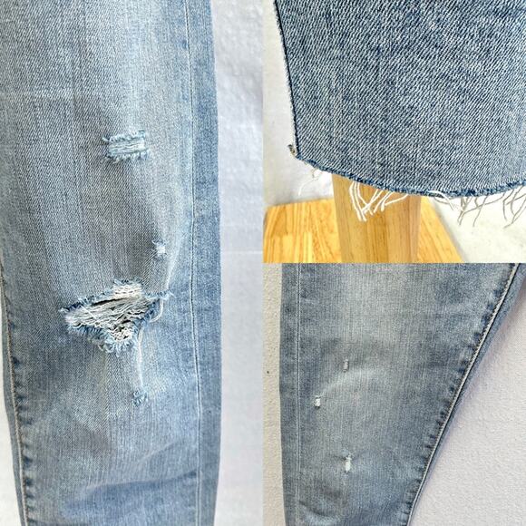 Levi's Wedgie Skinny button fly jean in light wash distressed size 28 raw hem‎ - Picture 11 of 16